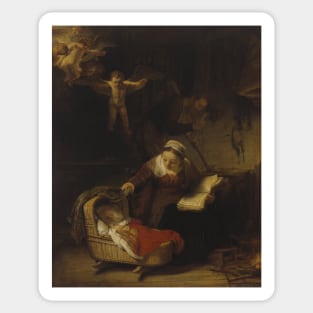 The Holy Family with Angels by Rembrandt Sticker